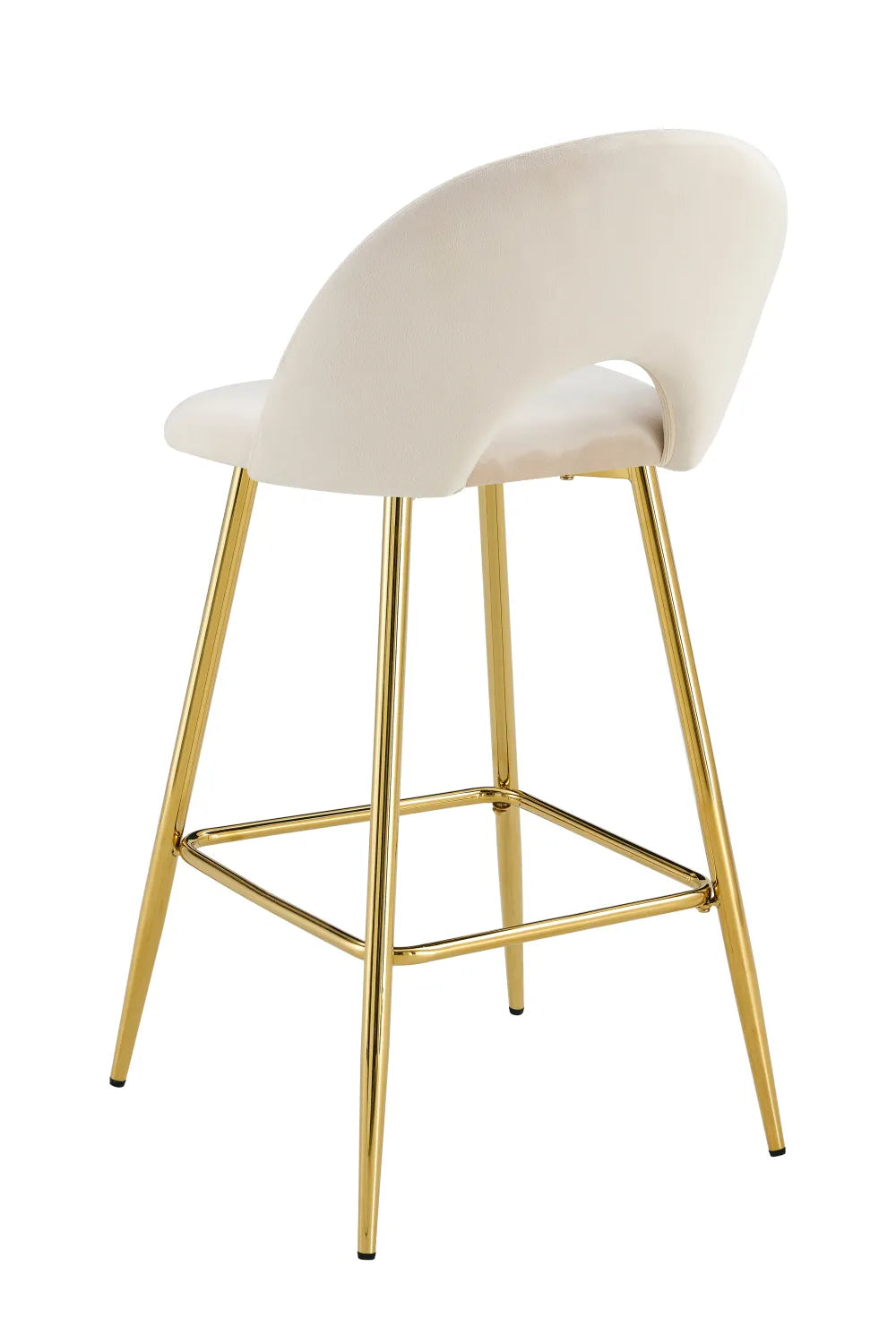 Lot de 2 tabourets de bar TEDDY pied gold velours #couleur_beige