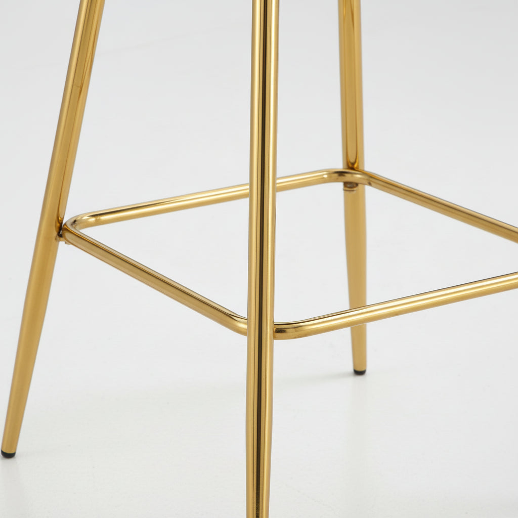 Lot 2 Tabourets de Bar Scandinave Velours Noir Pieds Gold 47,5x43x100cm