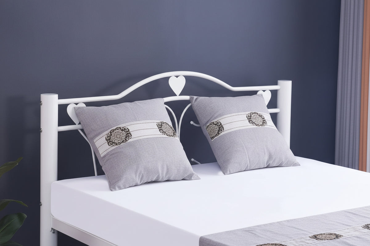 Lit métal blanc 140x190 cm avec sommier HERCULE