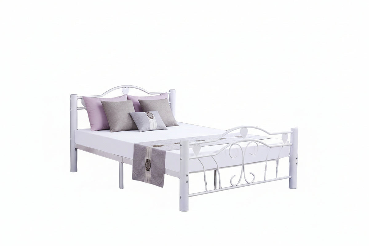 Lit métal blanc 140x190 cm avec sommier HERCULE