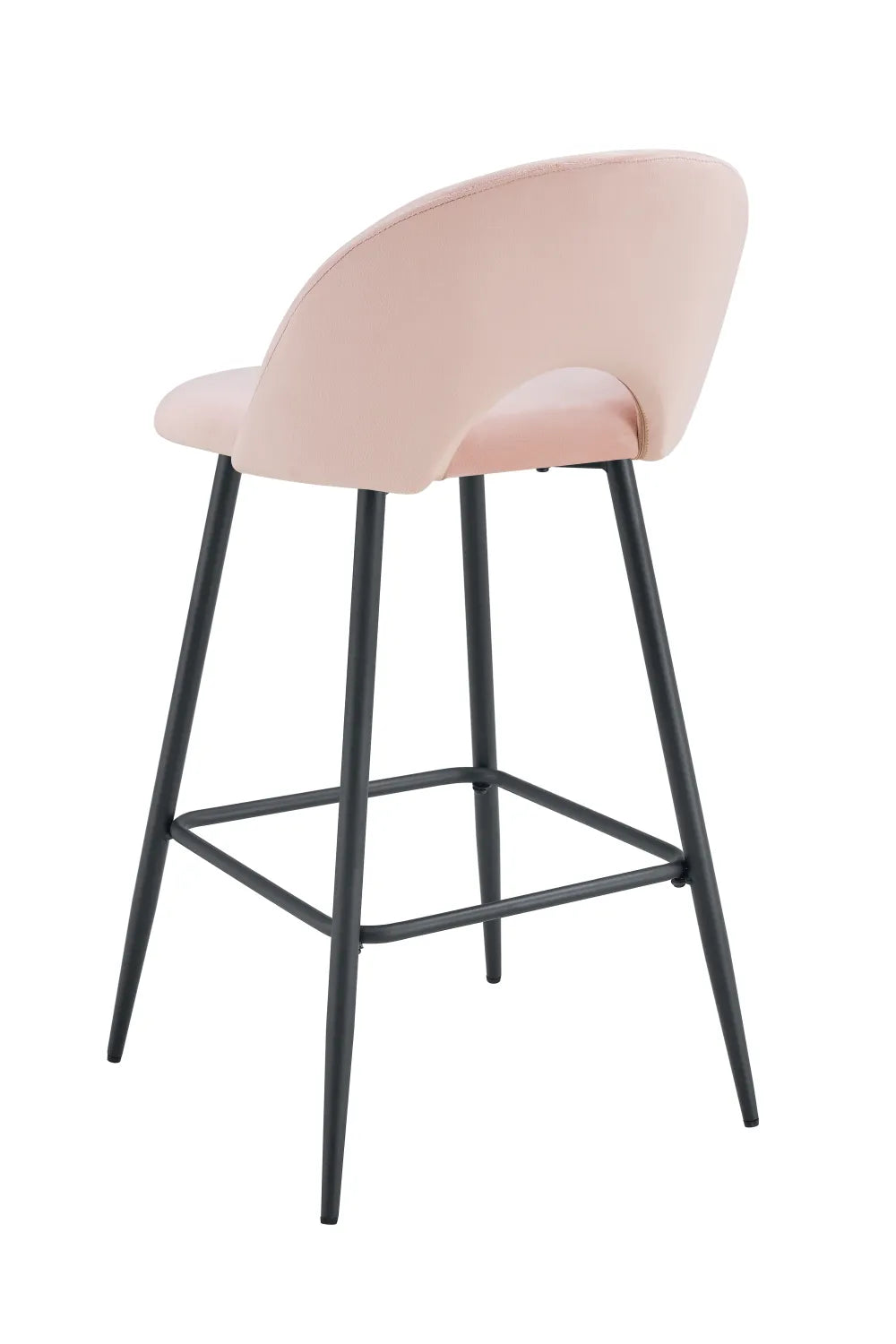Lot de 2 tabourets de bar TEDDY pied métal noir velours #couleur_rose