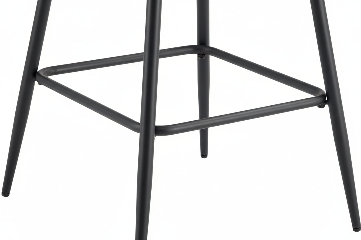 Lot 2 Tabourets de Bar Athena Velours Noir Pieds Métal Noir 47x41x104cm