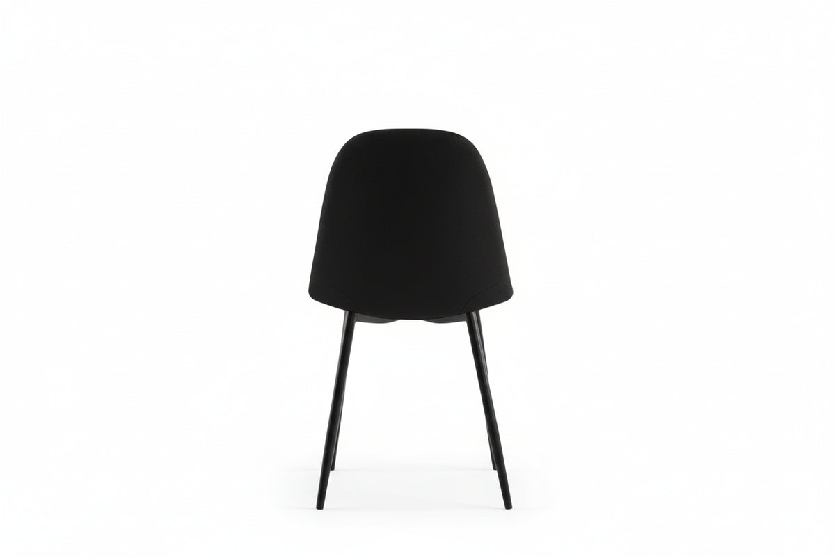 Lot de 4 chaises scandinaves velours noir pieds métal noir 43,5x40x87cm