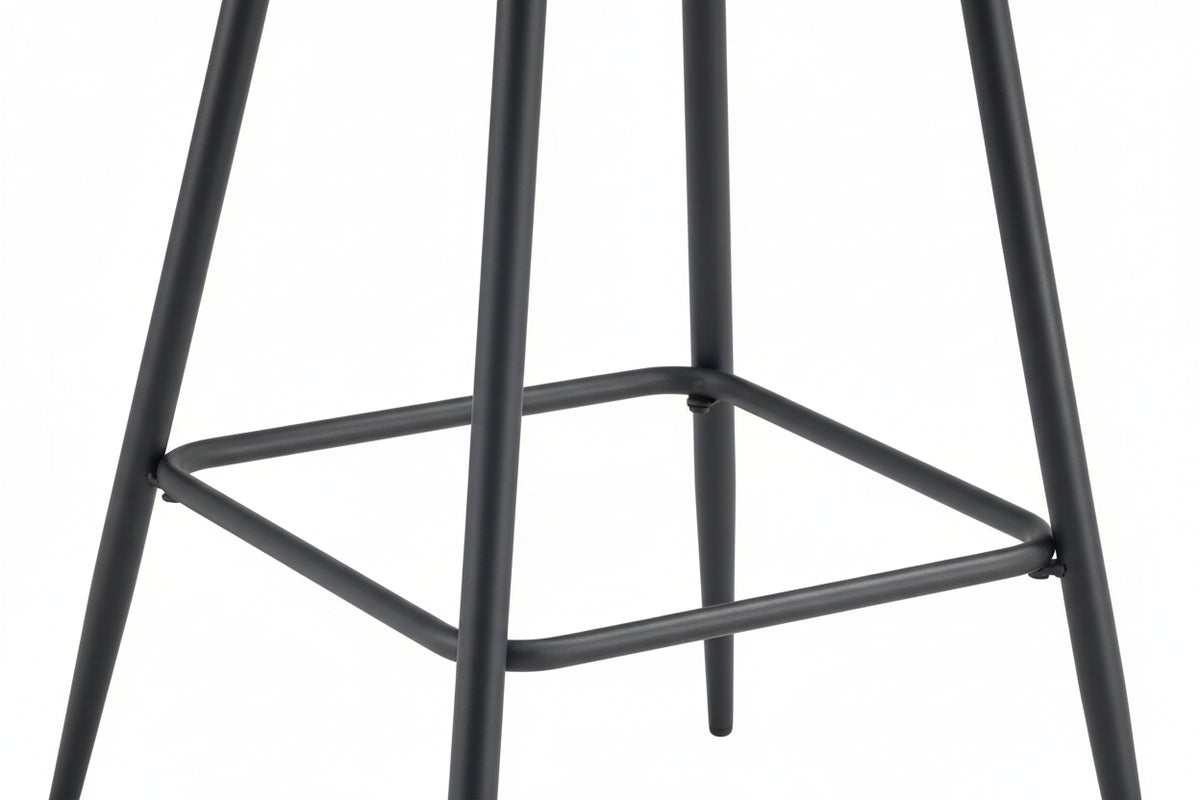 Lot 2 Tabourets de Bar Teddy Velours Rose Pieds Métal Noir 47x36x98cm