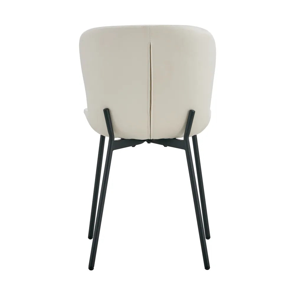 Lot 4 Chaises Salle à Manger Elen Velours Écru Pieds Métal Noir
