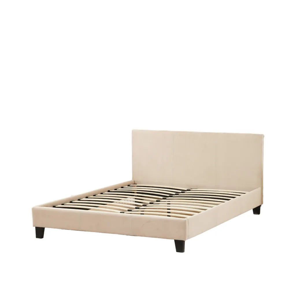 Lit 2 places  MELBOURNE Velours BEIGE 160x200 cm avec sommier intégré