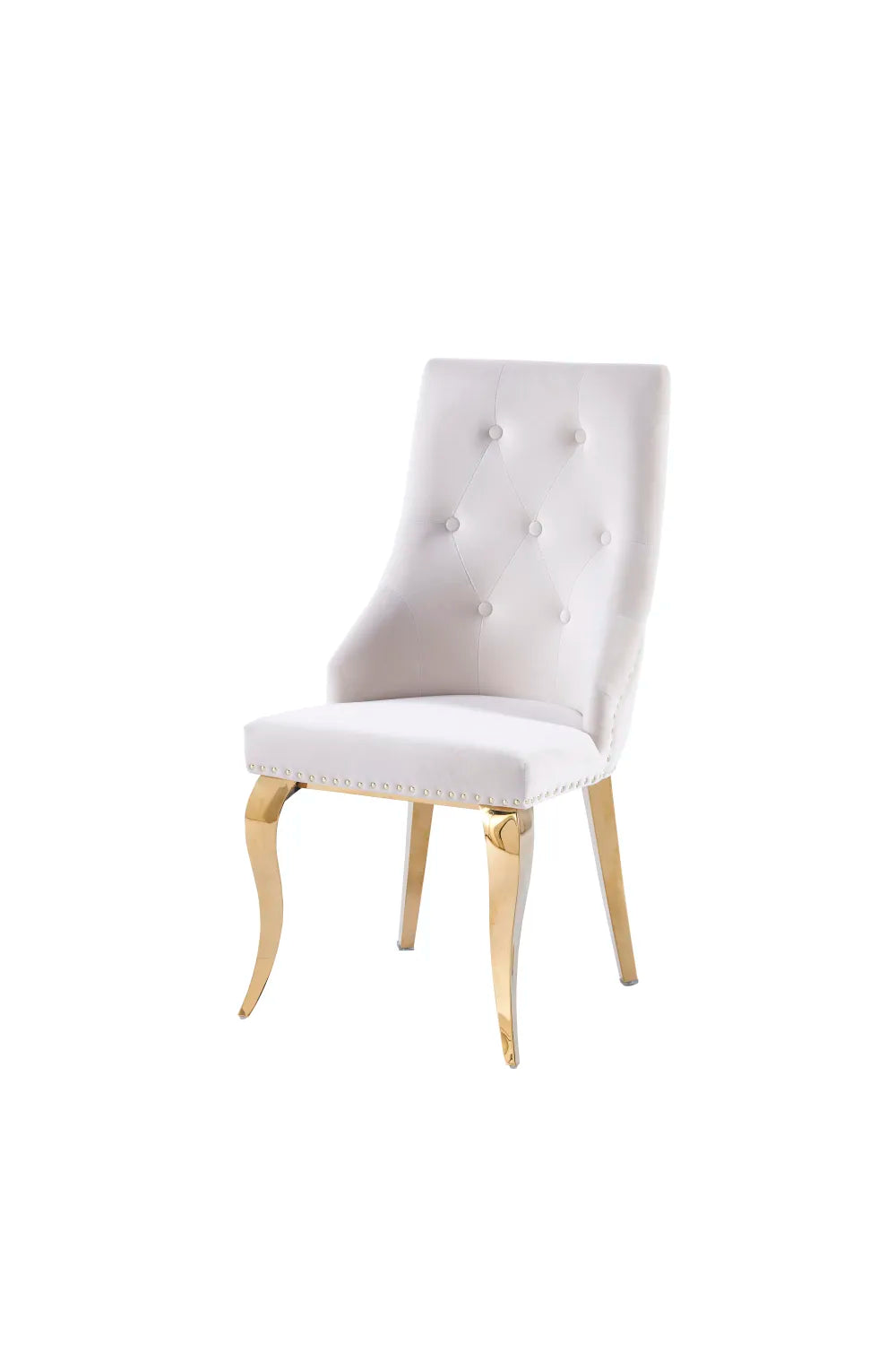 Lot de chaises ANNEAU Capitonnées et Cloutées Gold Velours#couleur_écru