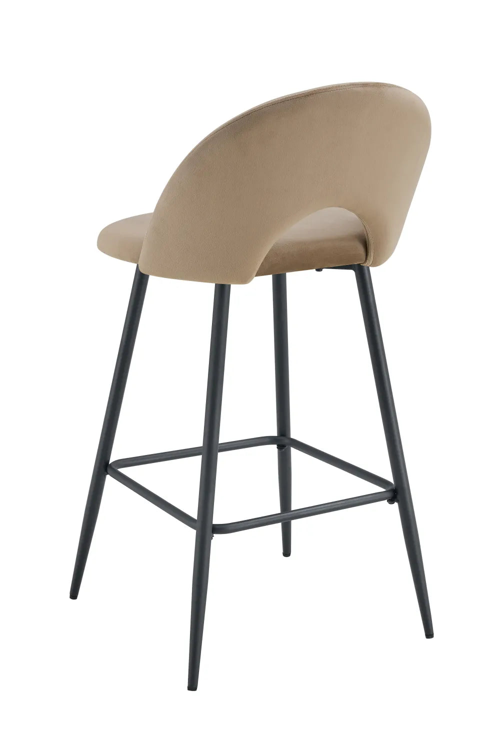 Lot de 2 tabourets de bar TEDDY pied métal noir velours #couleur_taupe
