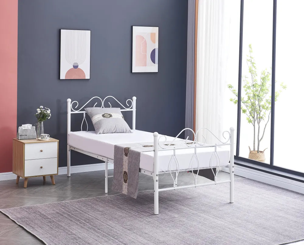 Lit 1 Place JULIE 90X190CM Sommier Inclus #couleur_blanc