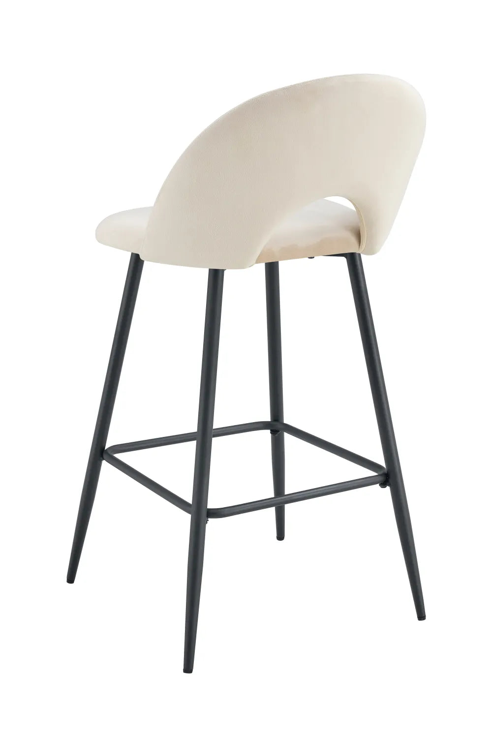 Lot de 2 tabourets de bar TEDDY pied métal noir velours #couleur_beige