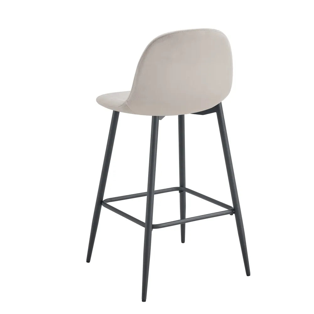 Lot de 2 tabourets de bar SCANDINAVE métal noir velours #couleur_taupe
