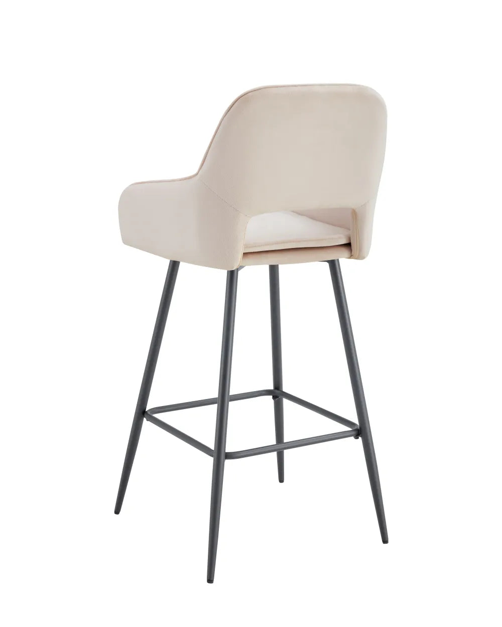 Lot de 2 tabourets de bar ATHENA pied métal noir velours #couleur_beige