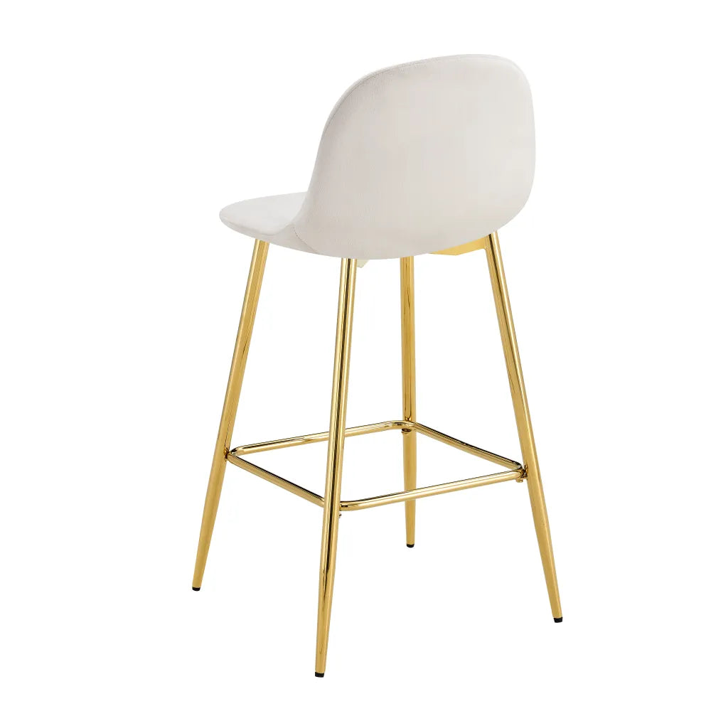 Lot de 2 tabourets de bar SCANDINAVE pied gold velours #couleur_beige
