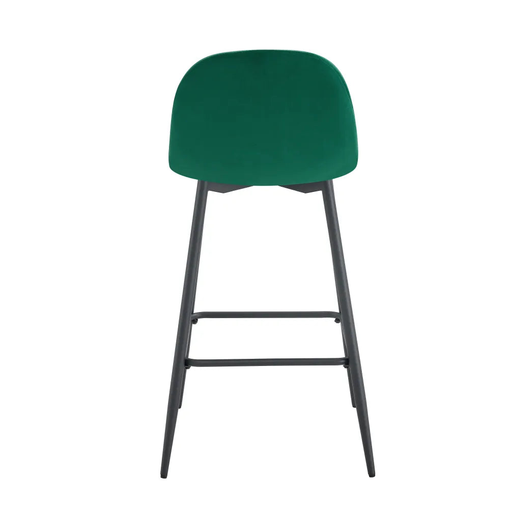Lot de 2 tabourets de bar SCANDINAVE métal noir velours #couleur_vert