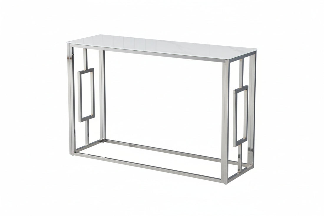 Console finition chrome plateau effet marbré120 cm SOPHIE