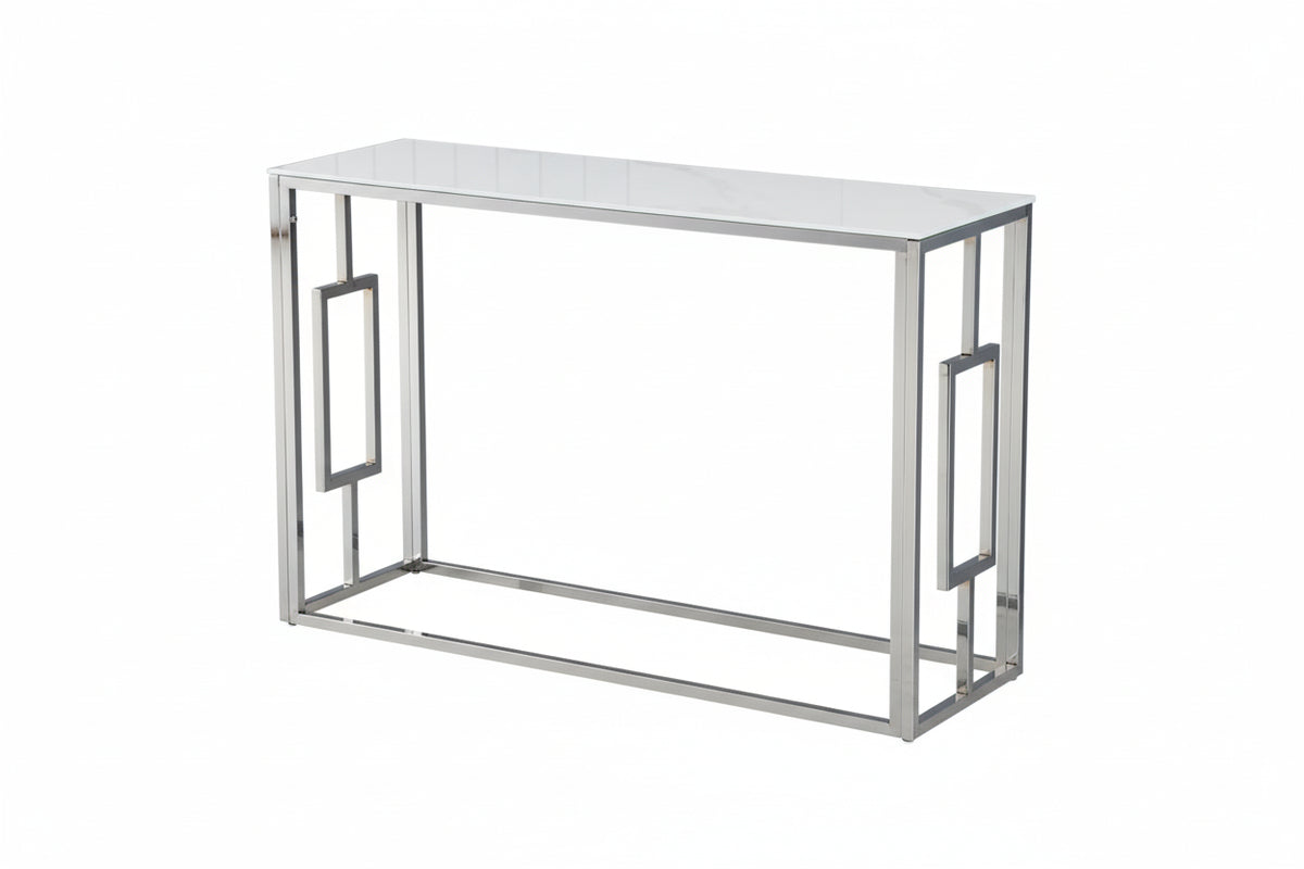 Console finition chrome plateau effet marbré120 cm SOPHIE