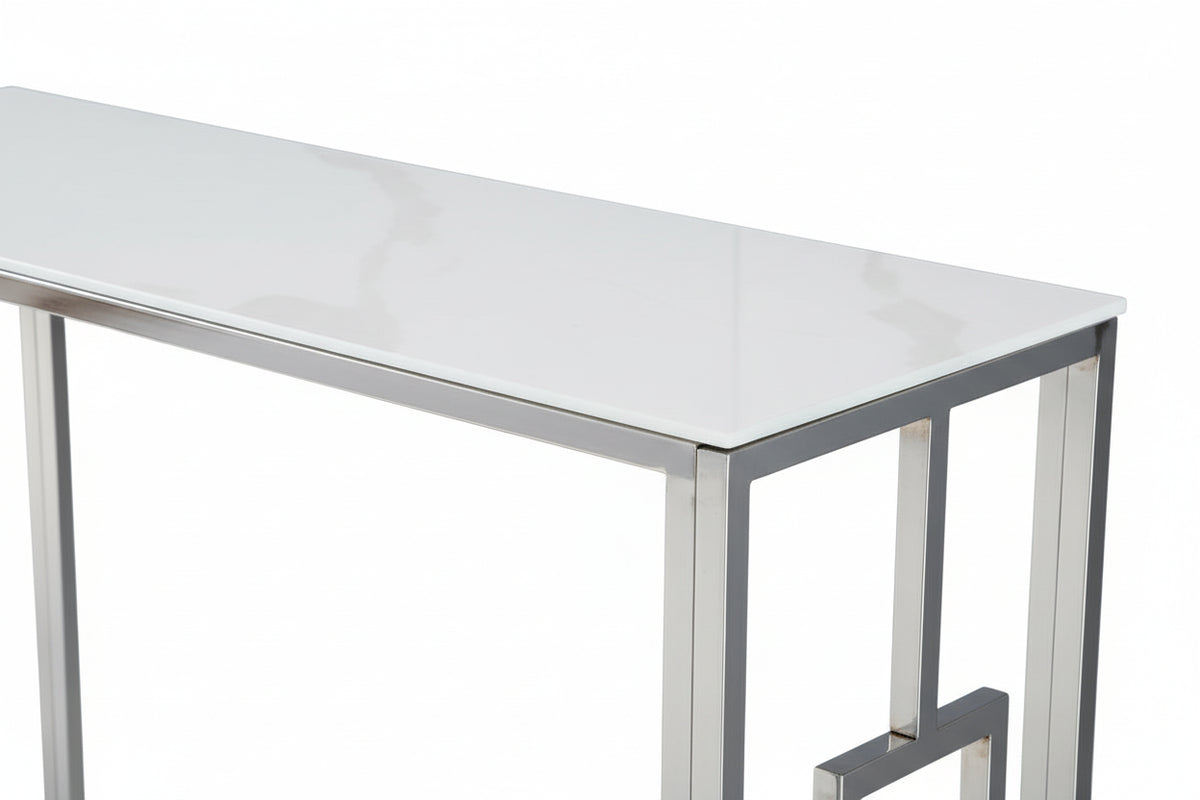 Console finition chrome plateau effet marbré120 cm SOPHIE