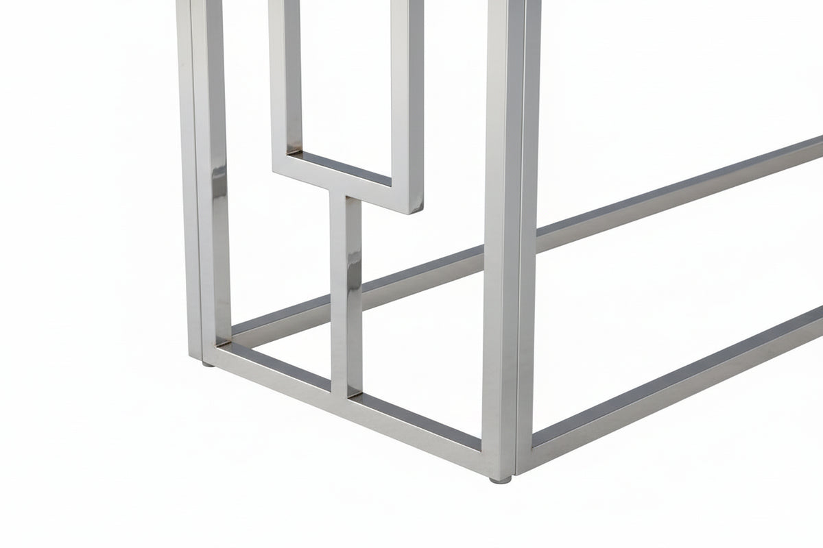 Console finition chrome plateau effet marbré120 cm SOPHIE