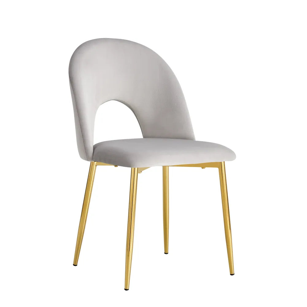 Lot de chaises TEDDY Gold velours #couleur_gris