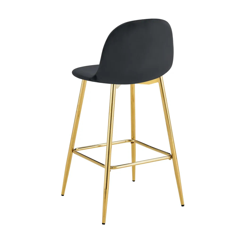 Lot de 2 tabourets de bar SCANDINAVE pied gold velours #couleur_noir