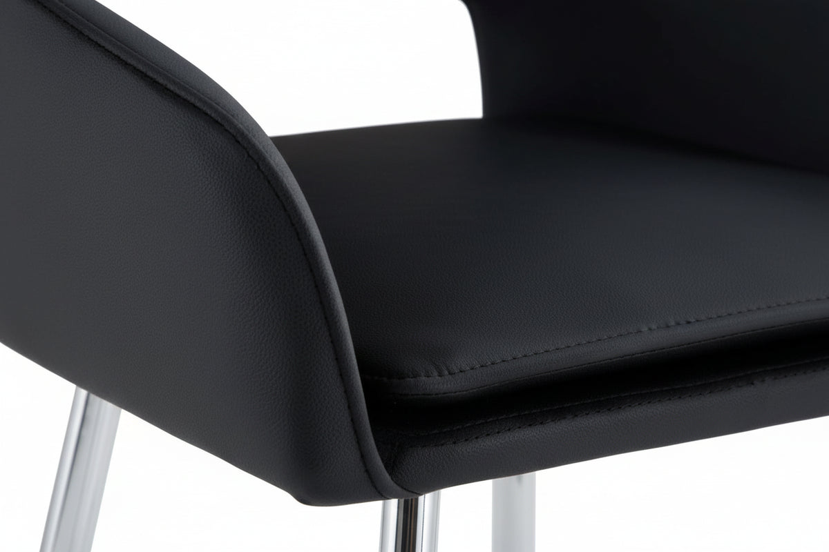 Lot 2 Tabourets de Bar Velours Noir Chrome 47x41x104 cm ATHENA