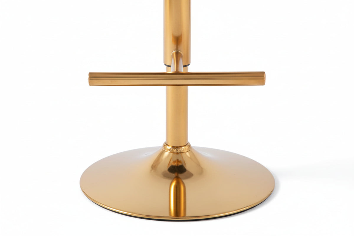 Lot de 2 tabourets de bar velours gris pieds métal gold 65 cm - GABRIELLE