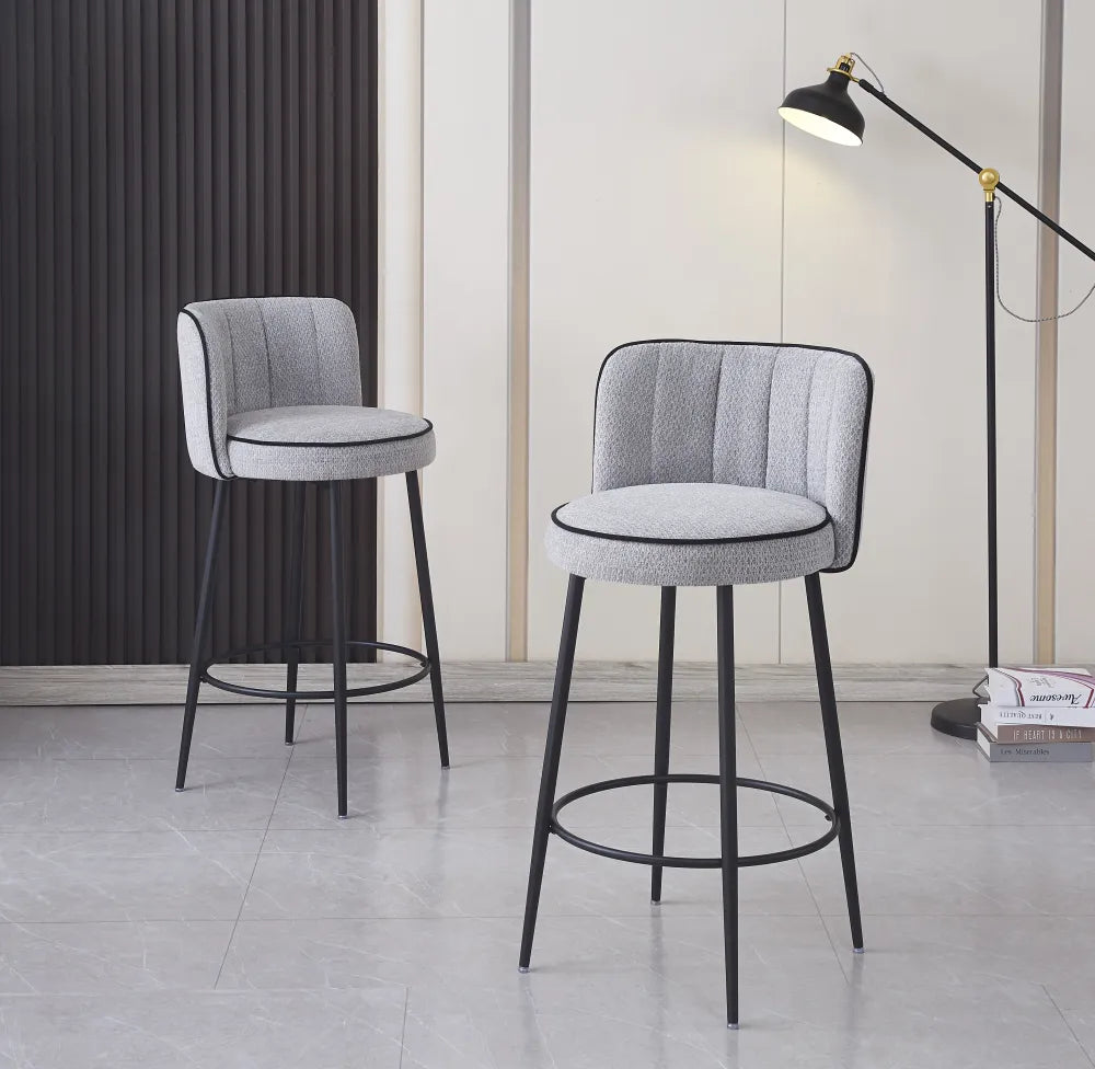 Lot de 2 tabourets de bar CATHY pied métal noir#couleur_gris