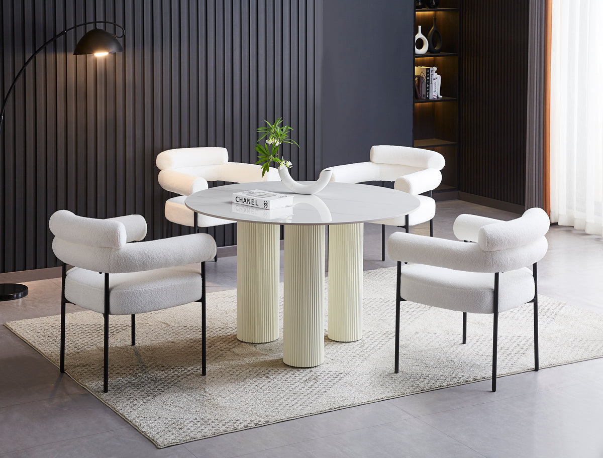 Lot 2 Chaises Salle à Manger Doudou Blanc Accoudoirs 72x60x77cm Métal Noir