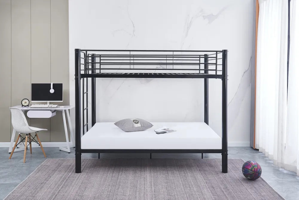 Lit superposé 4 places métal noir 2x140x190 cm sommier inclus COLOSSE