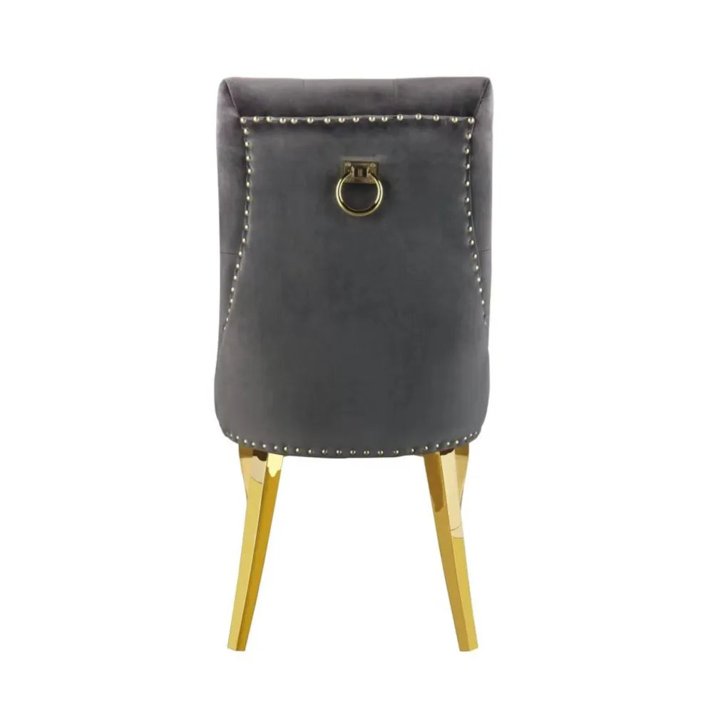 Lot de chaises ANNEAU Capitonnées et Cloutées Gold Velours#couleur_anthracite