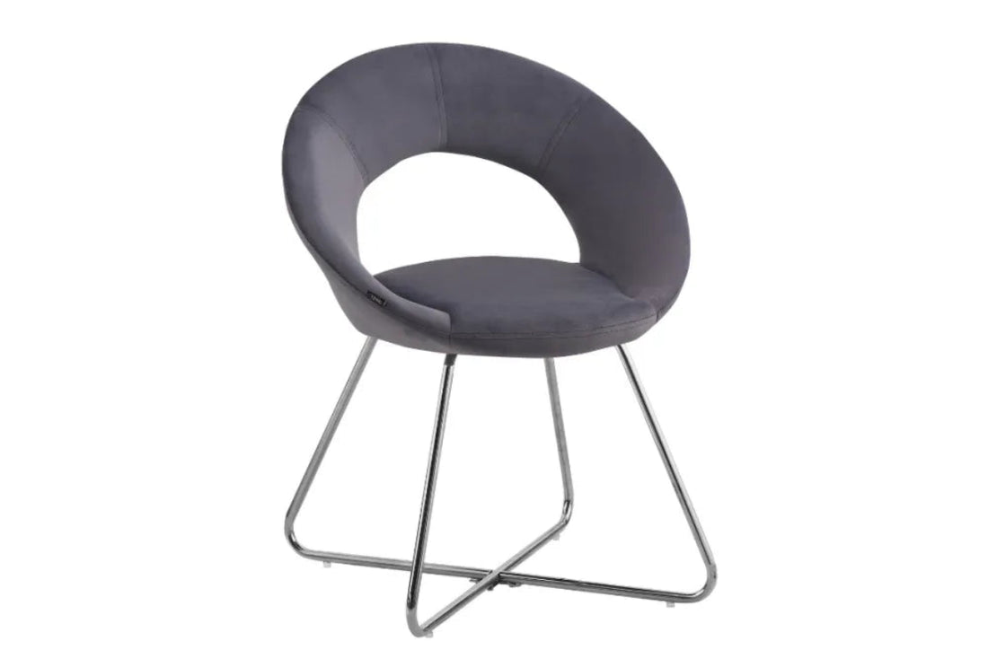 Lot de 4 Chaises BUBBLE Chrome velours - Gris #couleur_gris