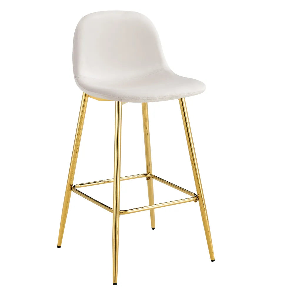 Lot de 2 tabourets de bar SCANDINAVE pied gold velours #couleur_beige