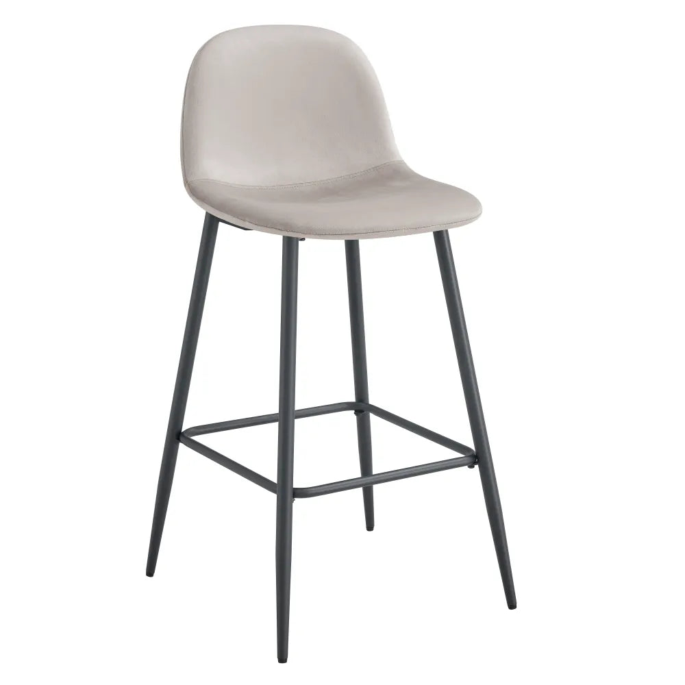 Lot de 2 tabourets de bar SCANDINAVE métal noir velours #couleur_taupe