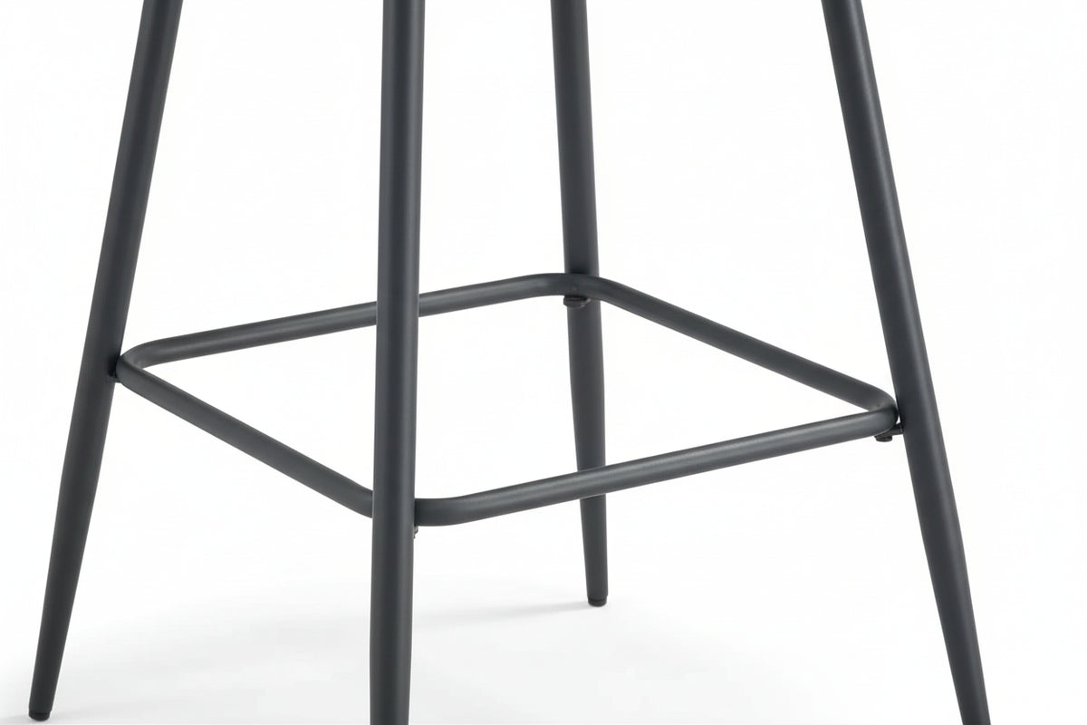 Lot 2 Tabourets de Bar Scandinave Velours Taupe Pieds Métal Noir