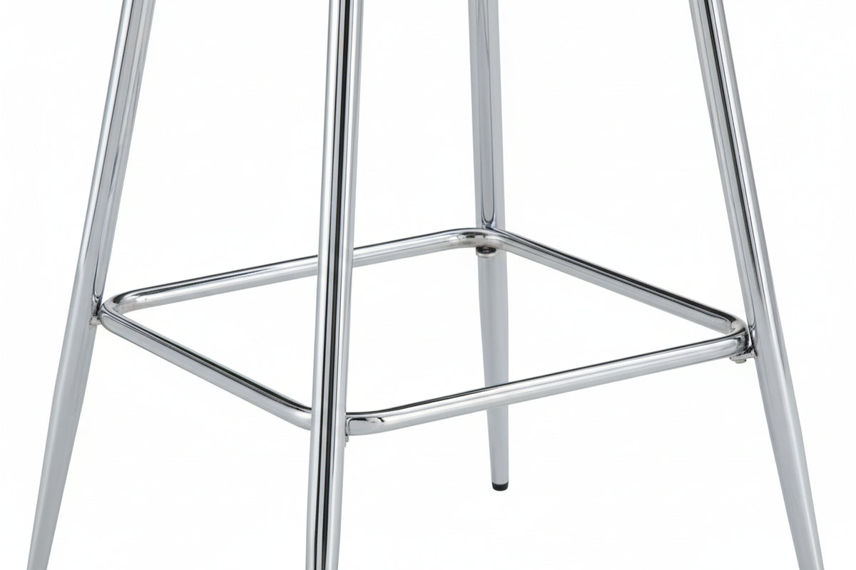Lot 2 Tabourets de Bar Teddy Velours Anthracite Pieds Chrome 47x36x98cm