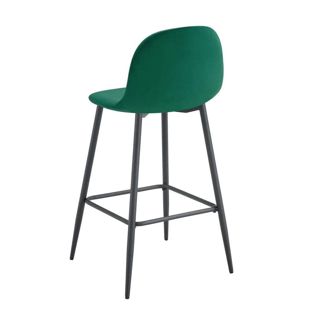 Lot de 2 tabourets de bar SCANDINAVE métal noir velours #couleur_vert