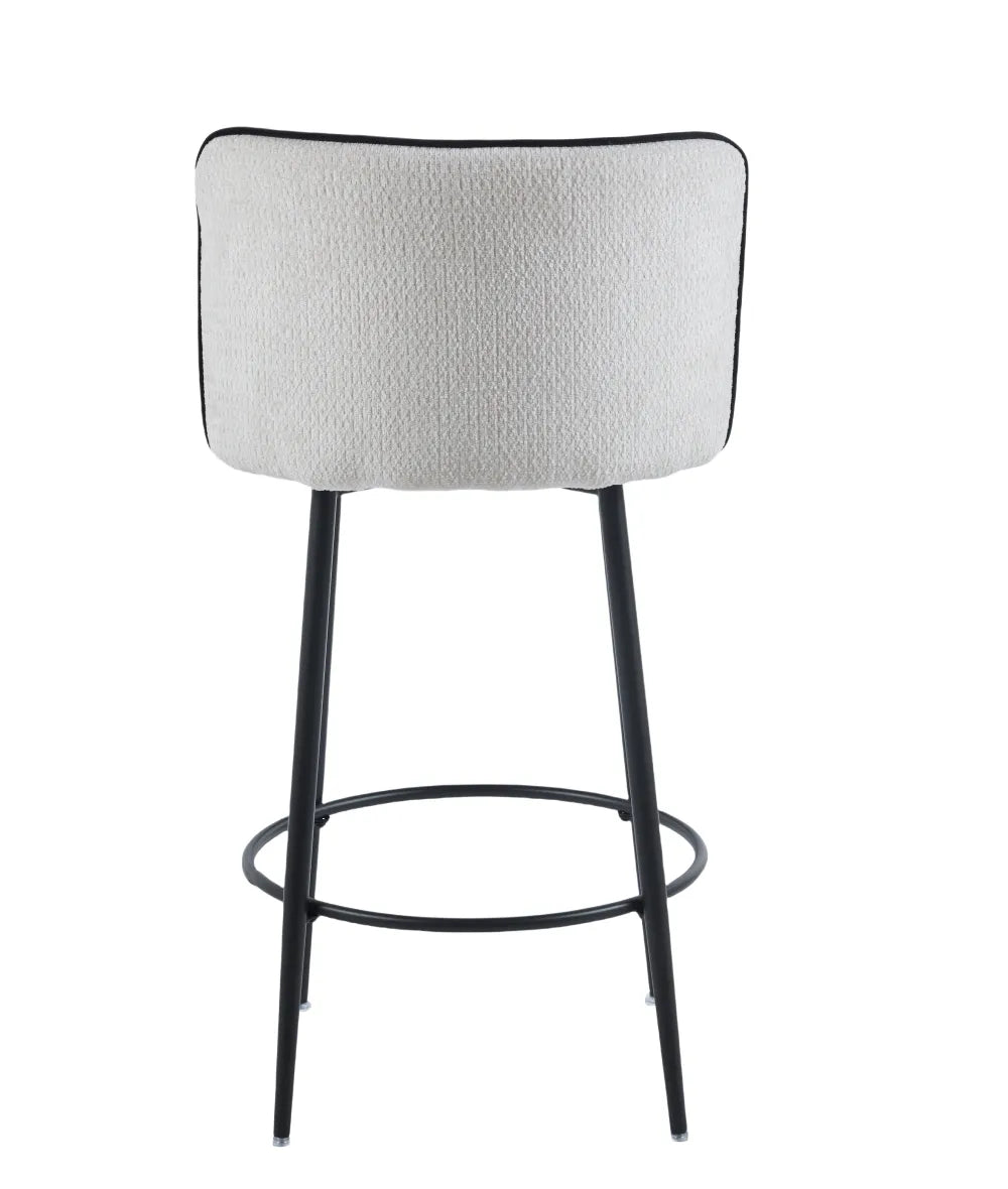 Lot de 2 tabourets de bar CATHY pied métal noir#couleur_écru