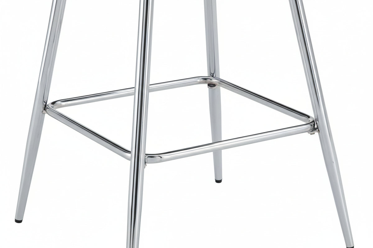 Lot 2 Tabourets de Bar Teddy Velours Noir Pieds Chrome 47x36x98cm