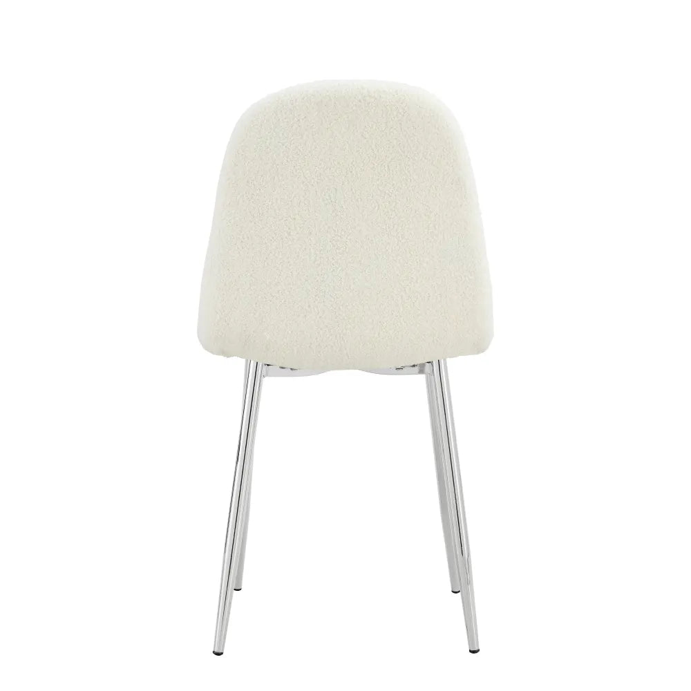 Lot de 4 Chaises Scandinaves Tissu Doudou Pieds Chrome 43,5x40x87cm