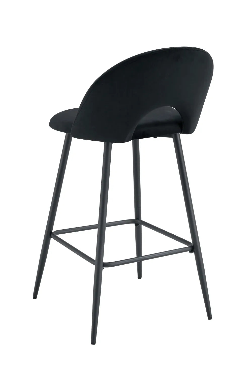 Lot de 2 tabourets de bar TEDDY pied métal noir velours #couleur_noir