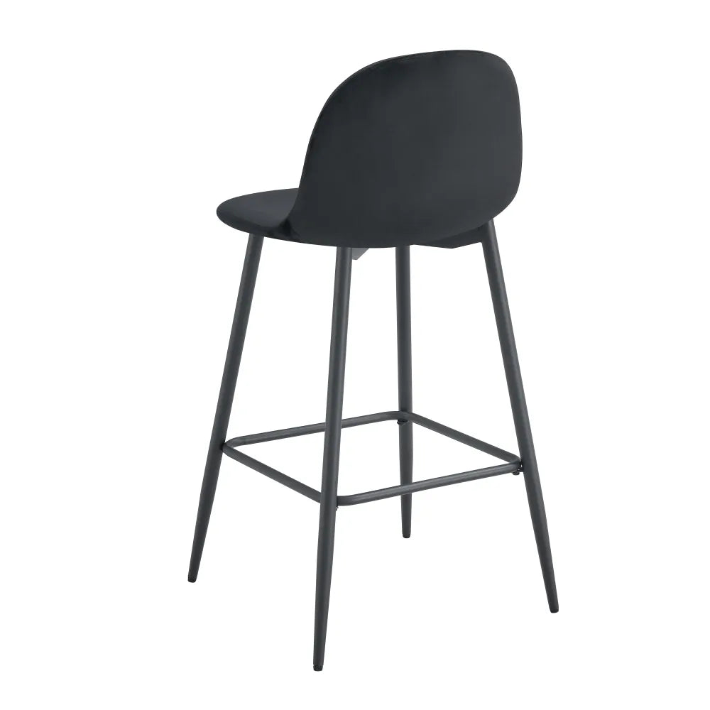Lot de 2 tabourets de bar SCANDINAVE métal noir velours #couleur_noir