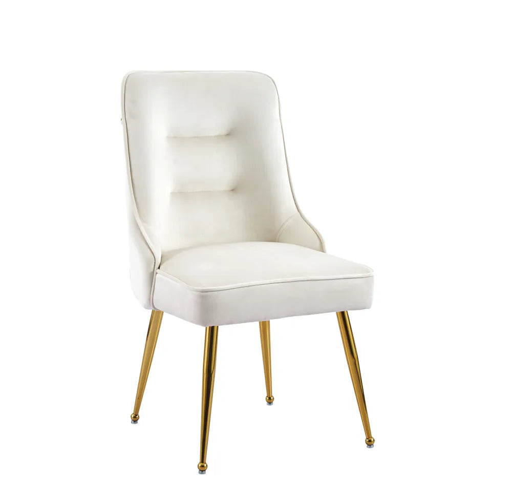 Lot de 2 chaises luxury ZIP en velours pieds Gold - Beige