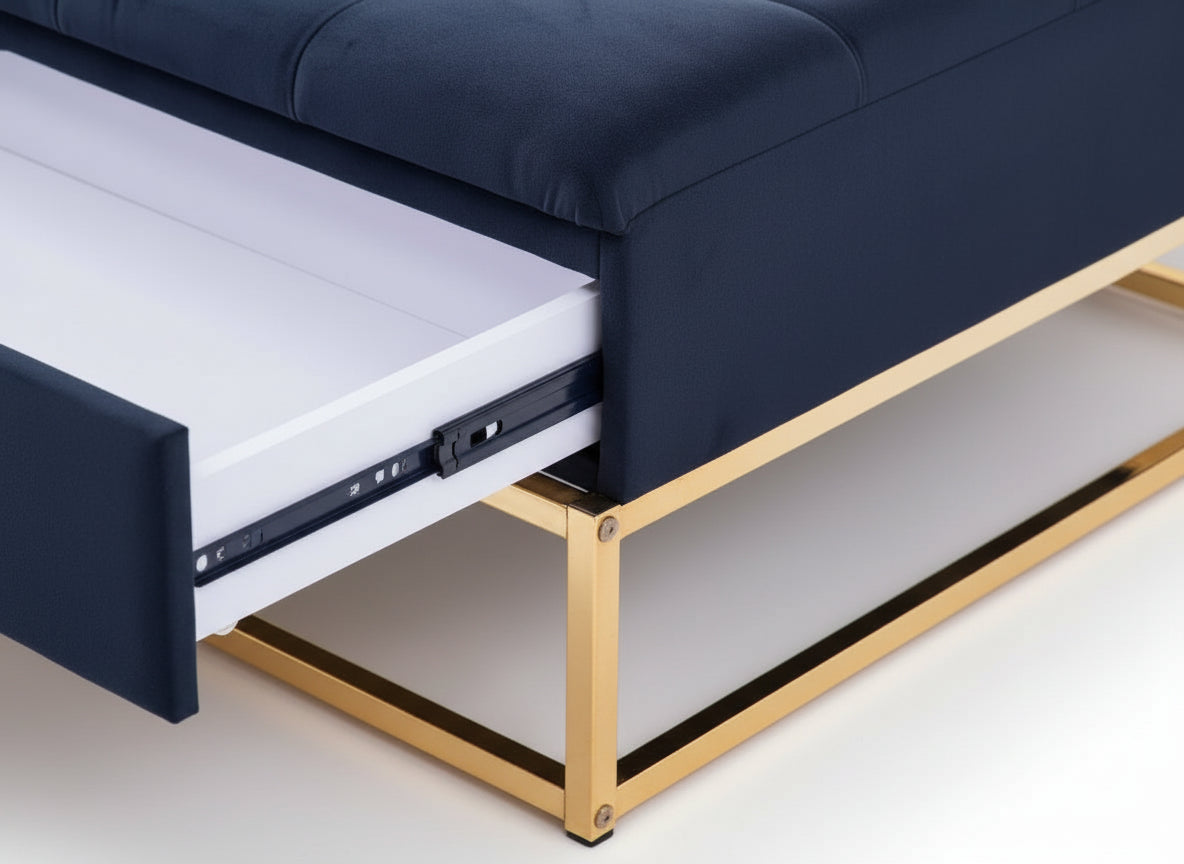 Table basse pouf velours noir 80x80 cm - CAPITONNE
