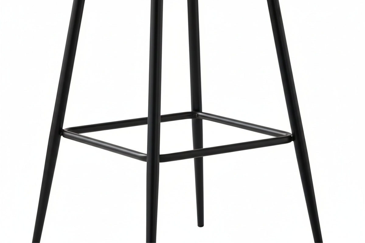 Lot 2 Tabourets de Bar Nymphea Velours Moka Réglables Pieds Métal Noir Hauteur Assise 69cm