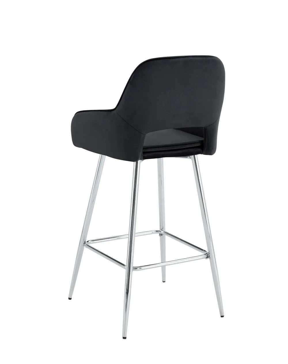 Lot de 2 tabourets de bar ATHENA pied chrome velours #couleur_noir