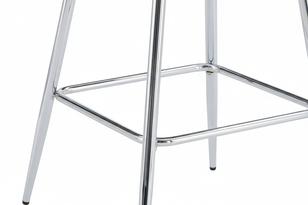 Lot 2 Tabourets de Bar Velours Taupe Chrome 47x41x104 cm ATHENA