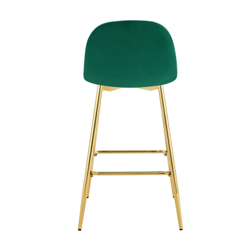 Lot de 2 tabourets de bar SCANDINAVE pied gold velours #couleur_vert