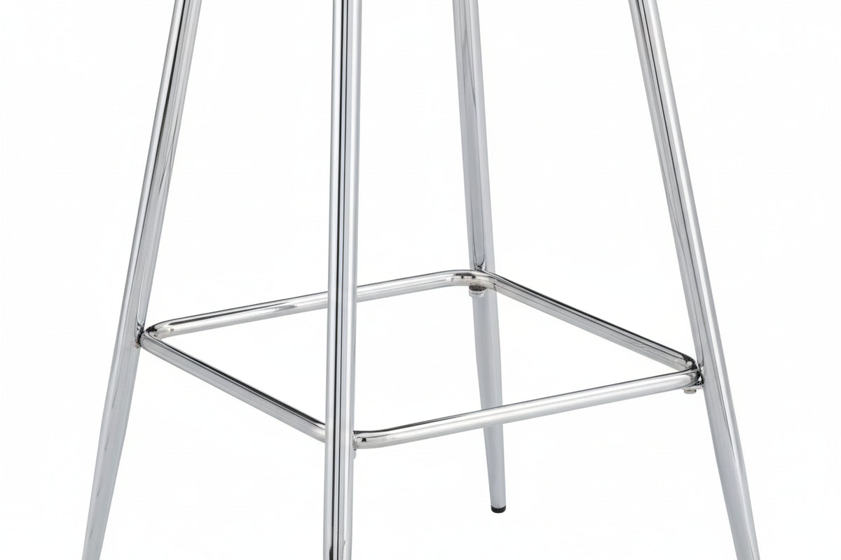 Lot 2 Tabourets de Bar Scandinave Velours Taupe Pieds Chrome