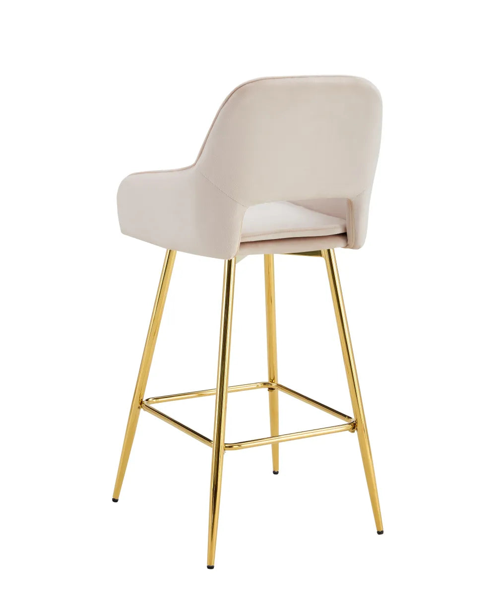 Lot de 2 tabourets de bar ATHENA pied gold velours #couleur_beige