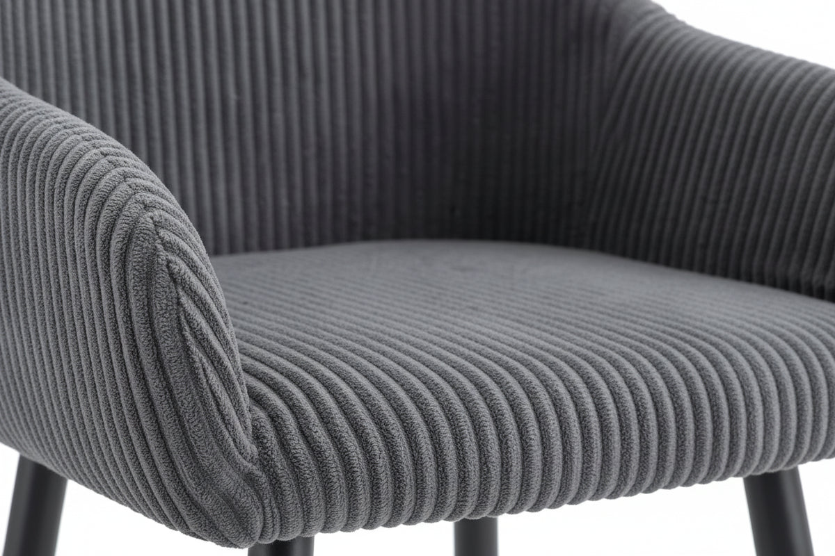 Lot 2 Chaises Salle à Manger Peach Accoudoirs Gris Pieds Métal Noir
